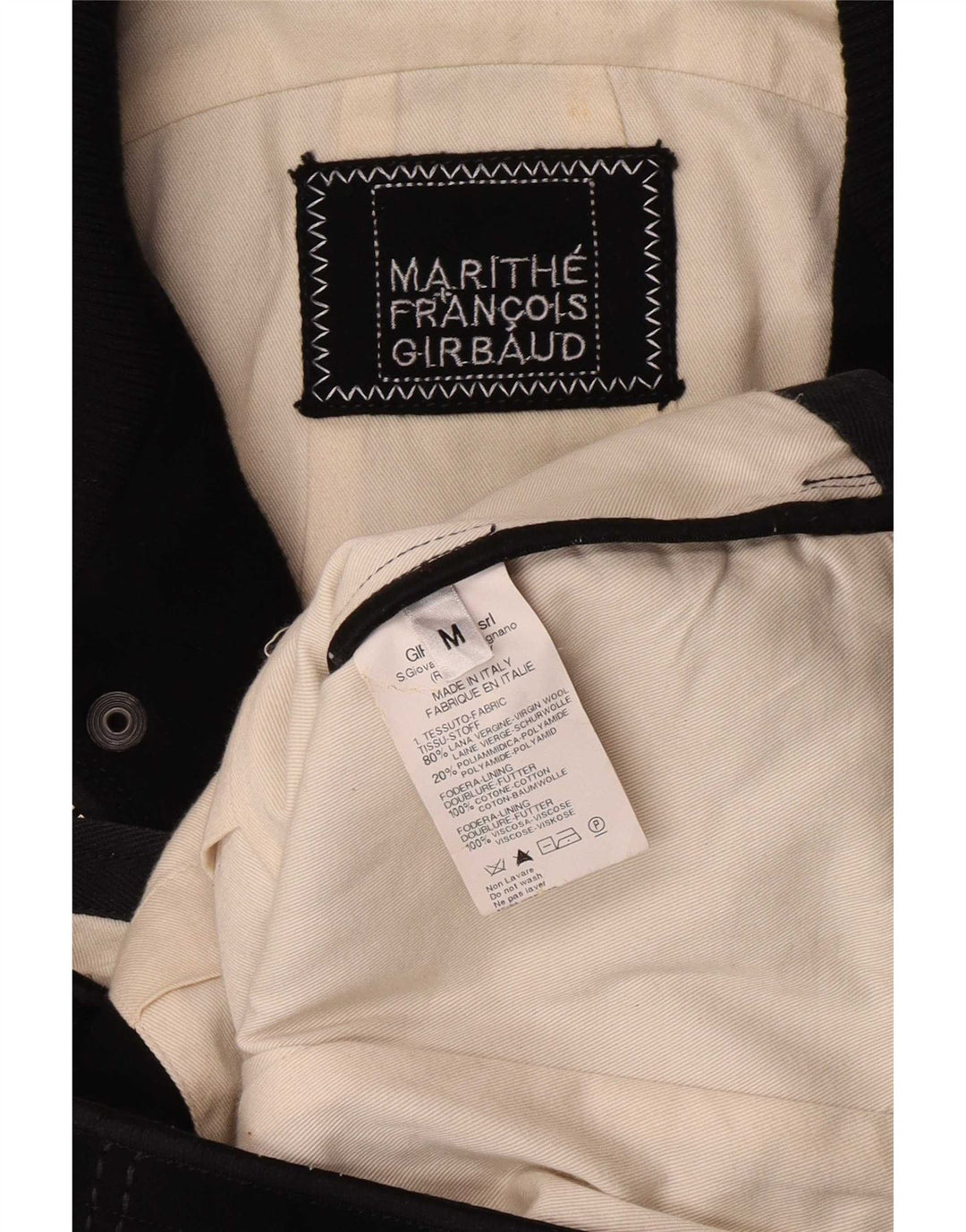 Marithe Francois Girbaud Chaqueta Bomber para Hombre UK 38 Mediana Lana Virgen Negra