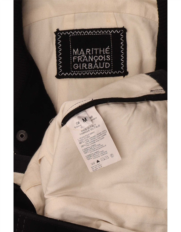 Marithe Francois Girbaud Chaqueta Bomber para Hombre UK 38 Mediana Lana Virgen Negra