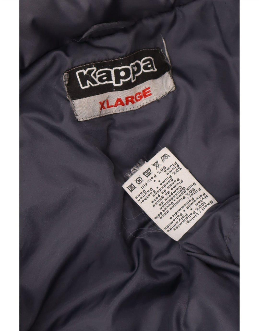 KAPPA Mens Padded Jacket UK 42 XL Navy Blue Polyamide Vintage Kappa and Second-Hand Kappa from Messina Hembry 