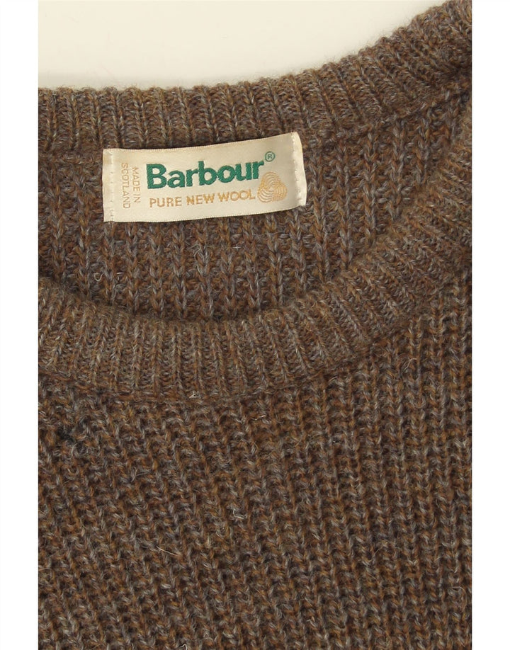BARBOUR Mens Crew Neck Jumper Sweater Medium Khaki New Wool
