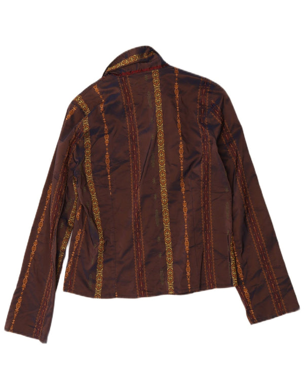 Chemisier chemise femme vintage UK 12 Paisley brun moyen
