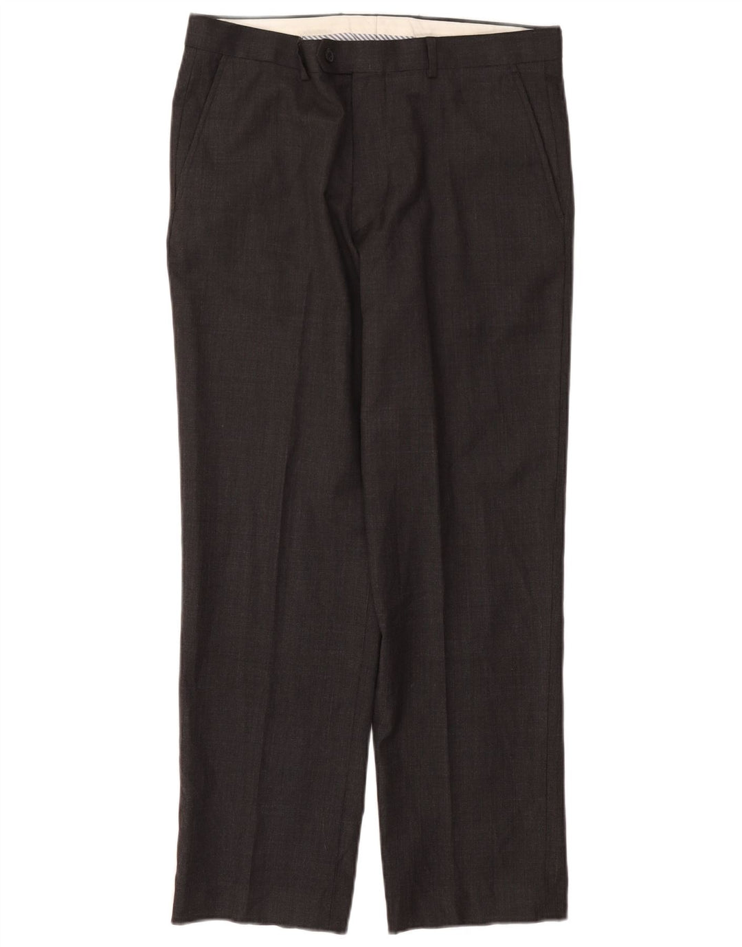 John Lewis Mens Straight Suit Trousers W34 L29 Black Wool