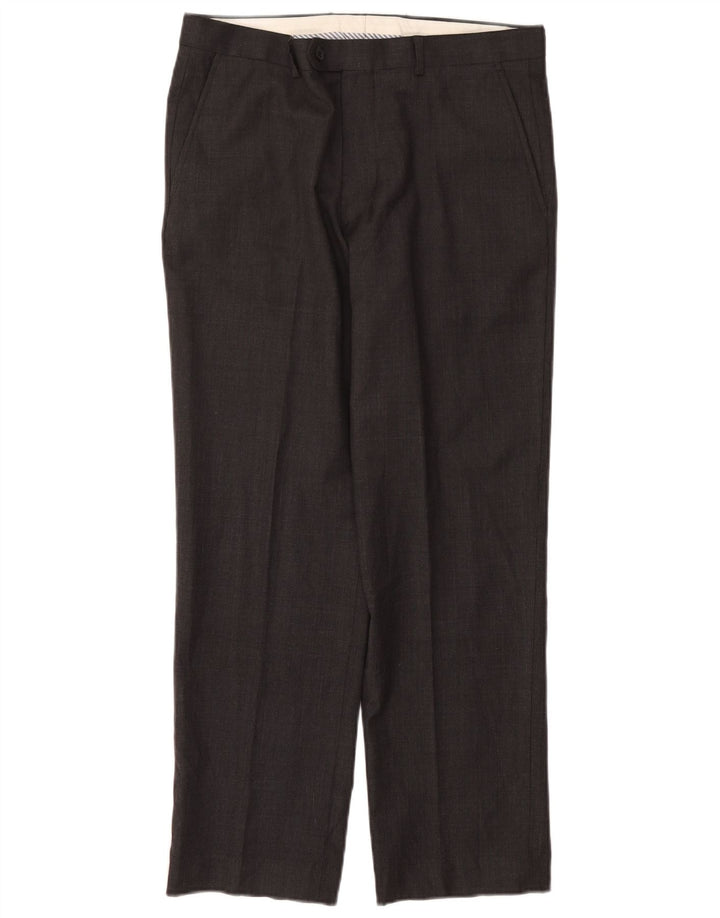 John Lewis Mens Straight Suit Trousers W34 L29 Black Wool