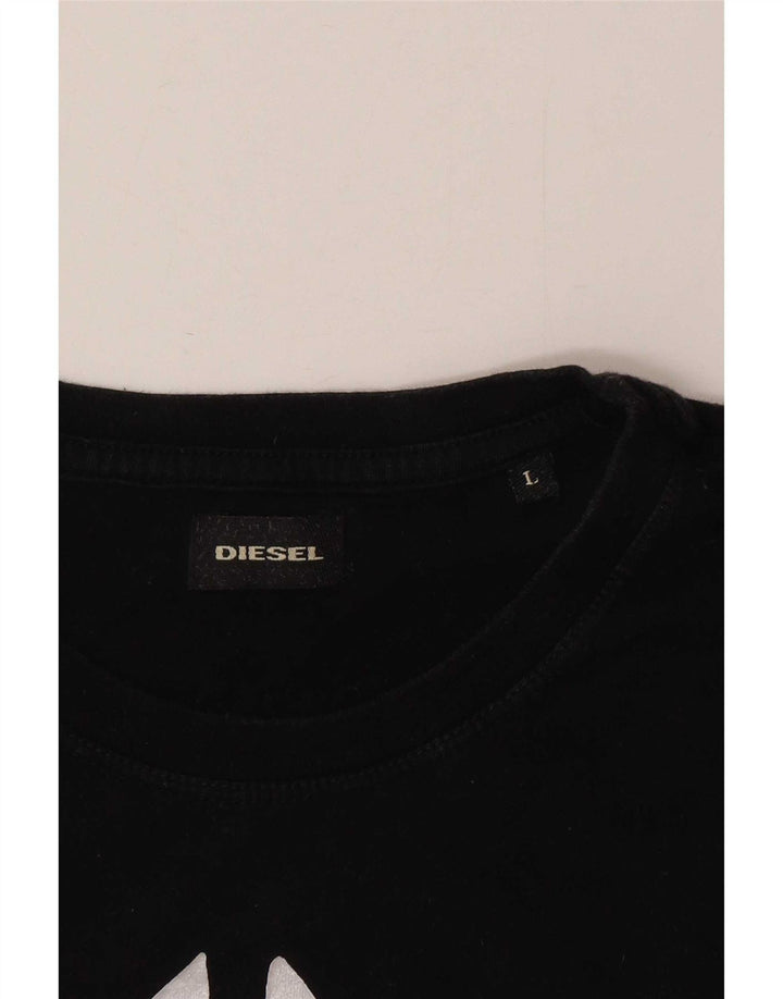 Diesel Camiseta Gráfica para Hombre Top Grande Negro