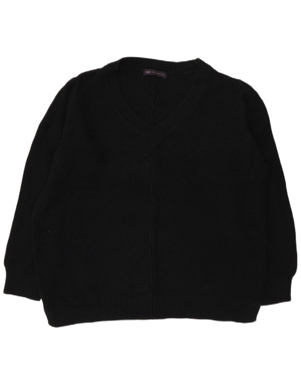 Suéter masculino Marks & Spencer com decote em V UK 20 2XL algodão preto