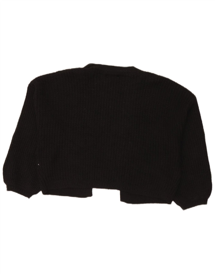 Fat Face Womens Oversized Crop Open Cardigan Sweater UK 14 Large Black