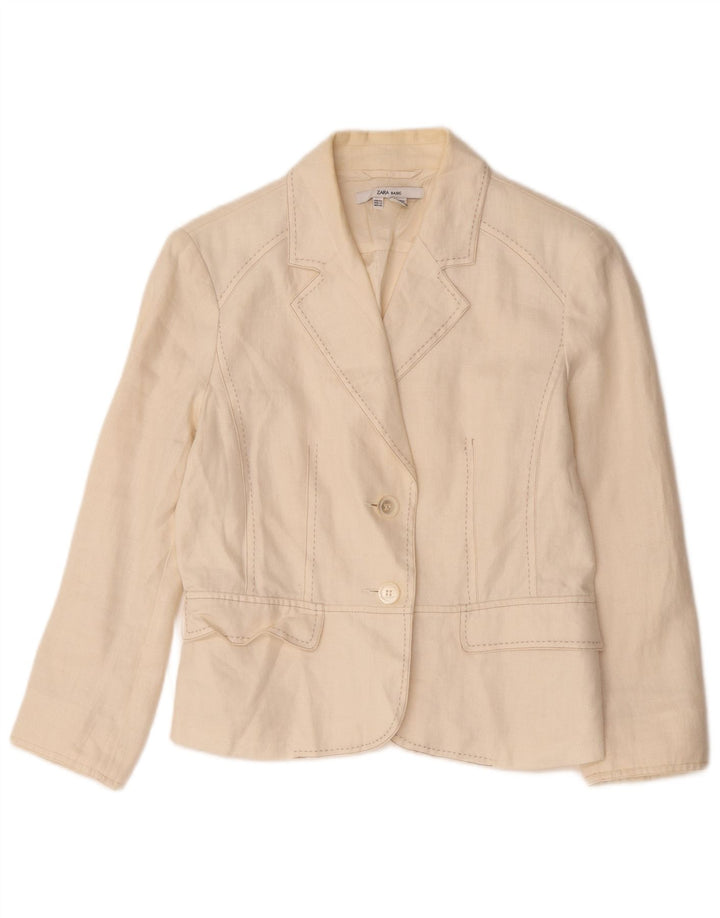 Zara Dame 2 Button Blazer Jacket EU 44 XL Off White Acetate
