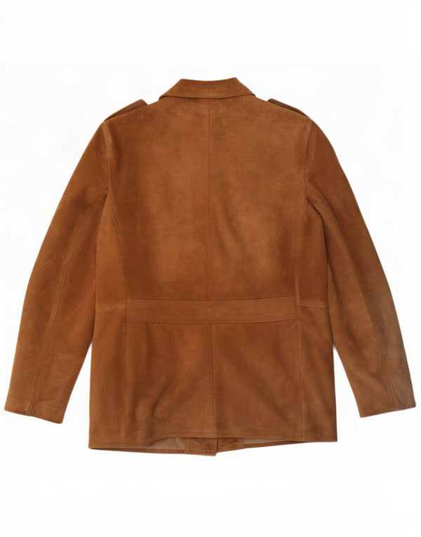 veste en daim militaire vintage pour homme UK 38 Cuir beige moyen