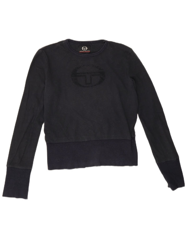 Sergio Tacchini Dame Crop Grafisk Top Langærmet UK 12 Medium Navy Blue
