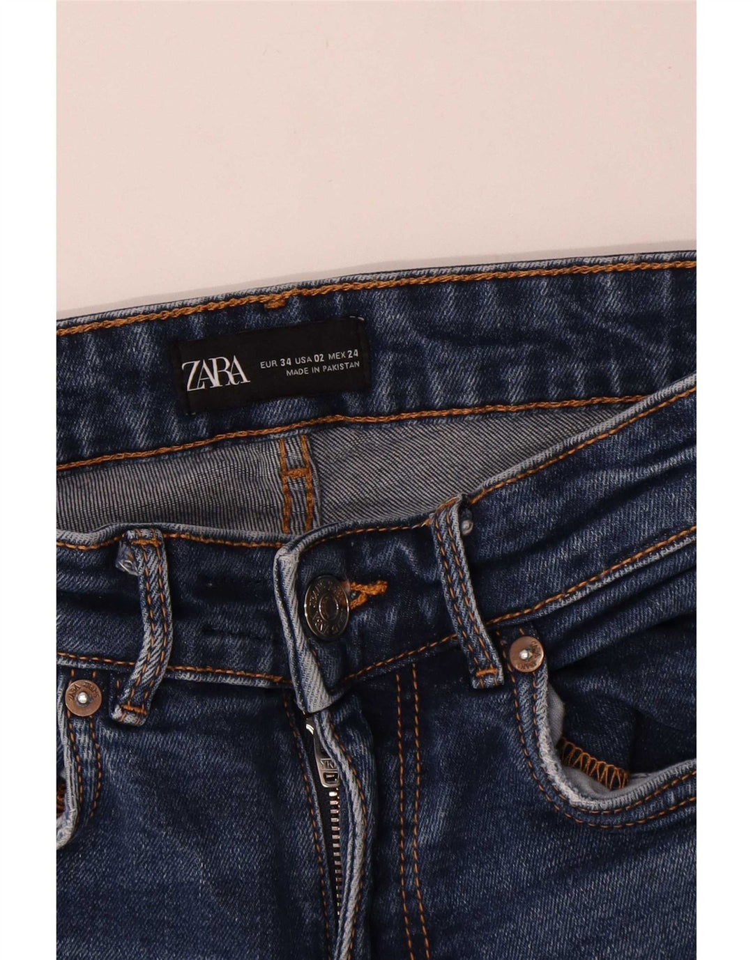 Zara Womens Crop Flared Jeans EU 34 2XS W24 L25 Blue