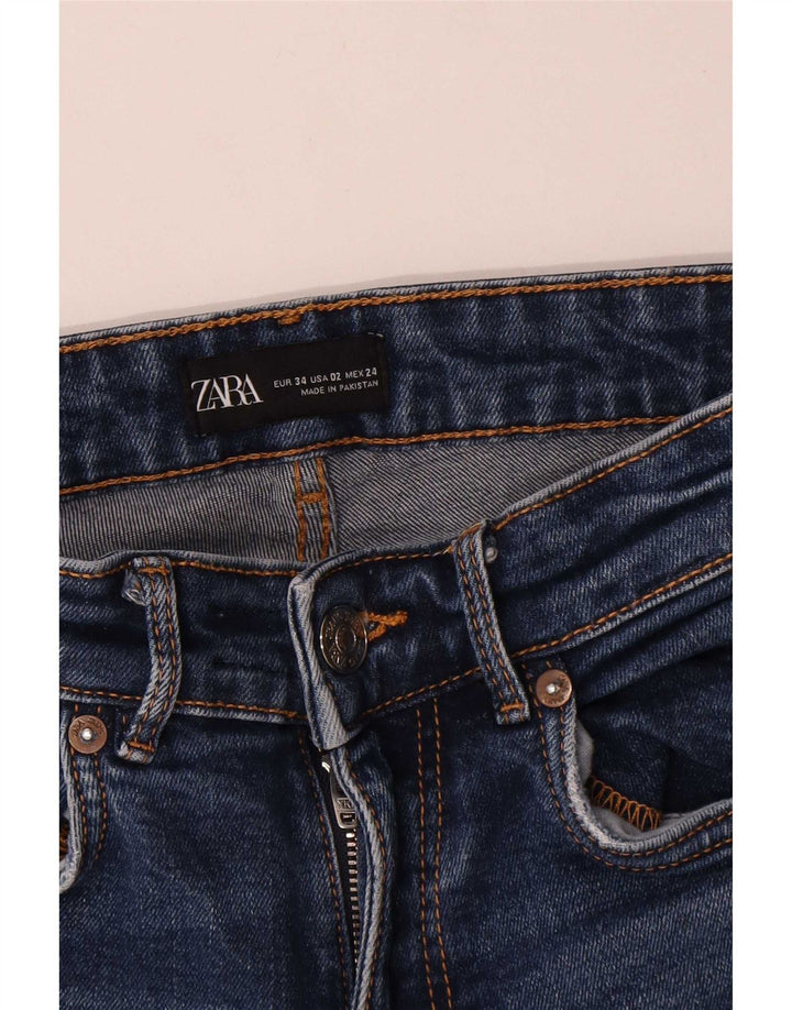 Zara Womens Crop Flared Jeans EU 34 2XS W24 L25 Blue