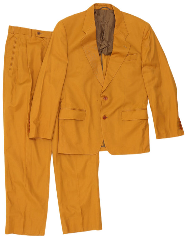 vintage Mens 2 Bouton 2 Pièces Costume IT 48 Moyen W32 L32 Coton Jaune
