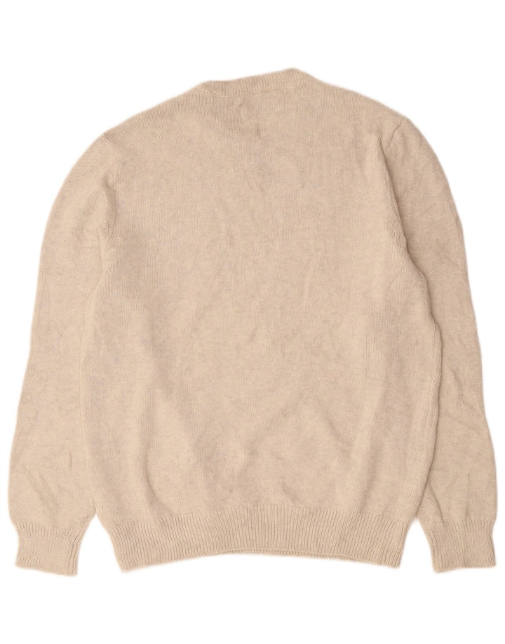 Chaps Mens Crew Neck Jumper Sweater Medium Off White Cotton