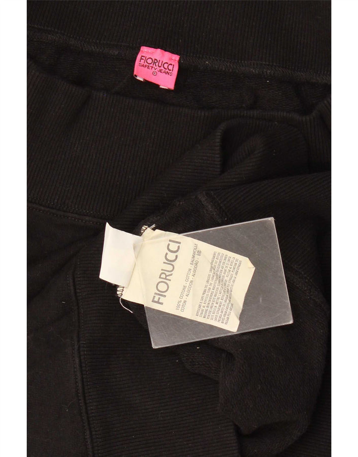 Fiorucci Womens Graphic Sweatshirt Jumper UK 10 Small Black Cotton