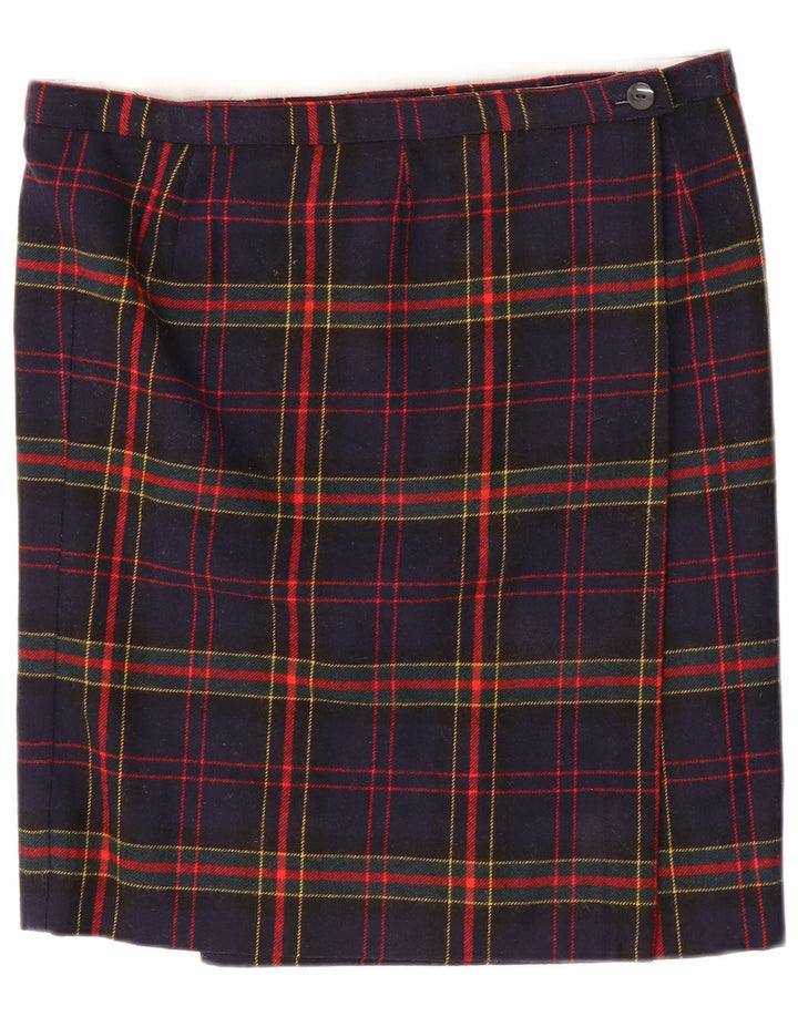 Vintage Womens Straight Skirt W34 Large Navy Blue Check