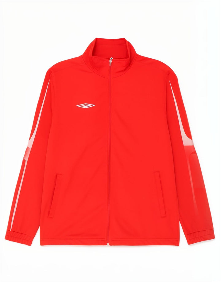 Umbro Mens Tracksuit Top Jacket Medium Red Colourblock Polyester Sports