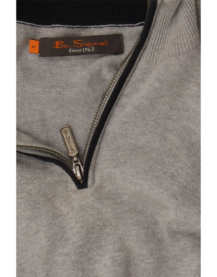 BEN SHERMAN Mens Zip Neck Jumper Sweater Medium Grey Cotton Vintage Ben Sherman and Second-Hand Ben Sherman from Messina Hembry 