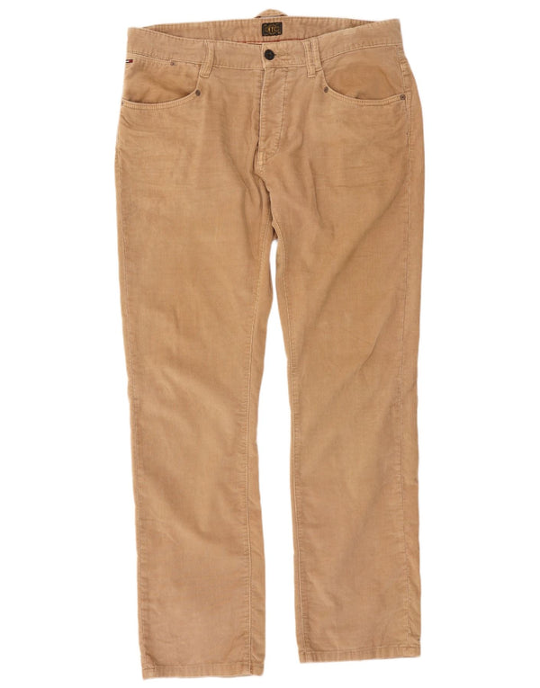 Tommy Hilfiger Mens Straight Corduroy Trousers W36 L34 Beige Cotton