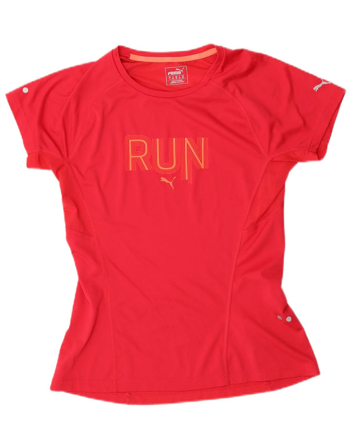 Puma Womens Graphic T-Shirt Top UK 10 Small Red Polyester