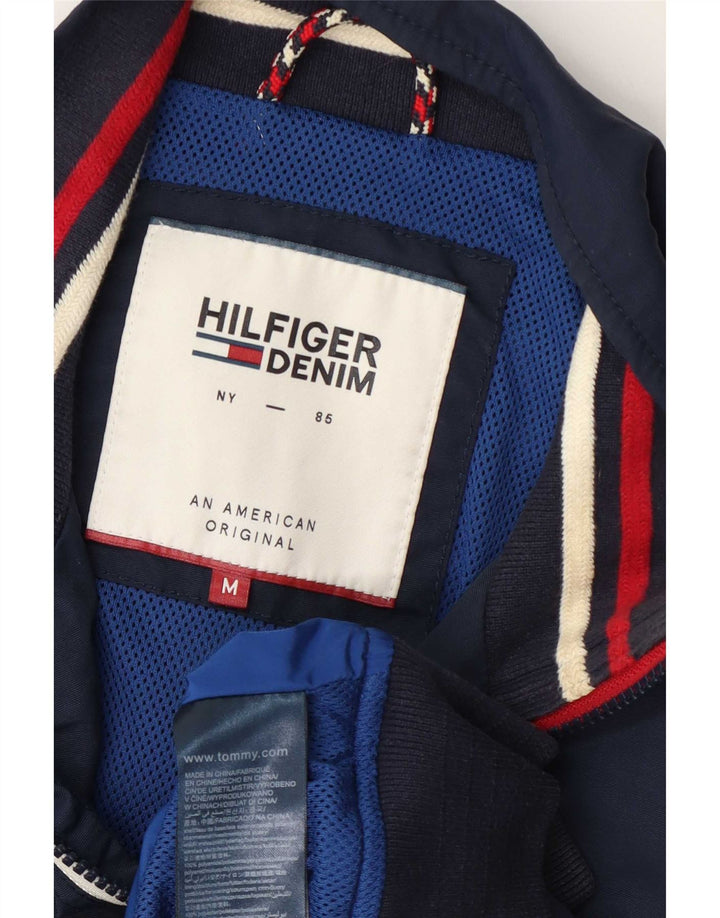 Tommy Hilfiger Veste Bomber Homme UK 38 Medium Bleu Marine Rayé Polyamide