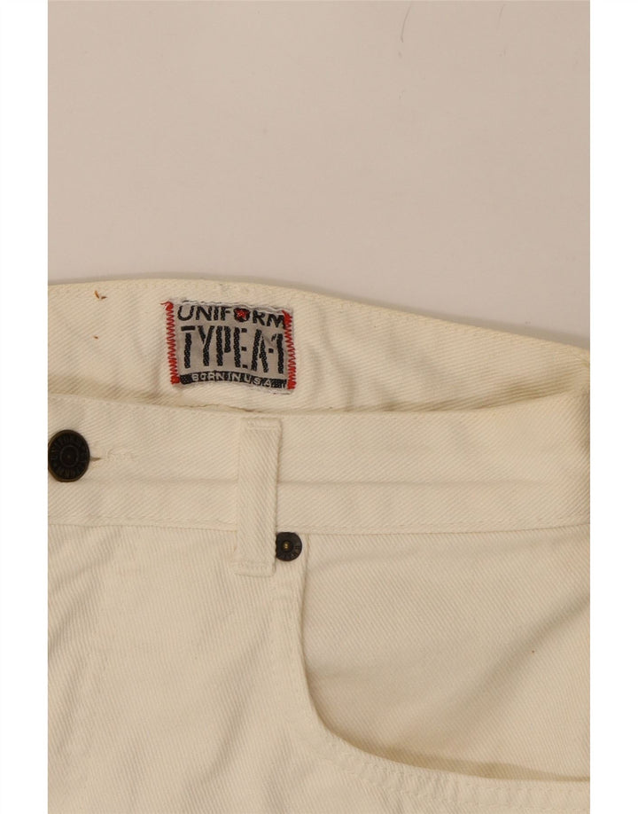UNIFORM Womens Denim Skirt W26 Small White Cotton Vintage Uniform and Second-Hand Uniform from Messina Hembry 