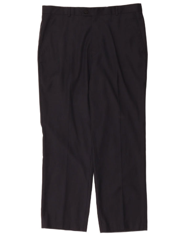 Мужские прямые костюмные брюки Giorgio Armani W37 L29 темно-синие шерстяные