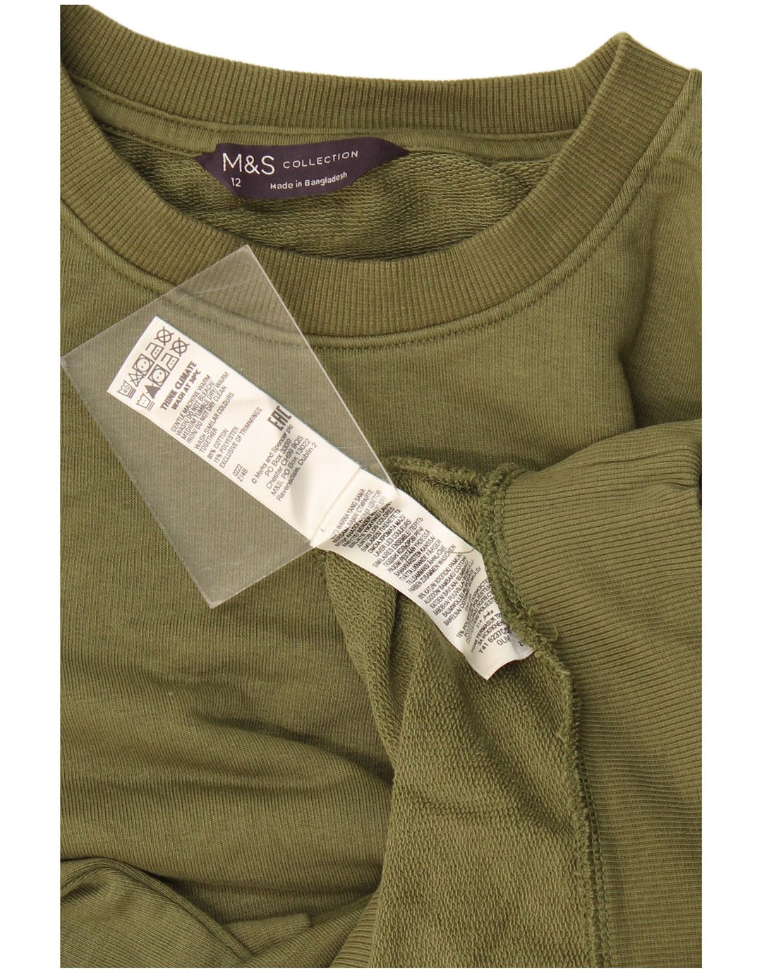 Marks & Spencer Sweat-shirt pour femme UK 12 en coton kaki moyen