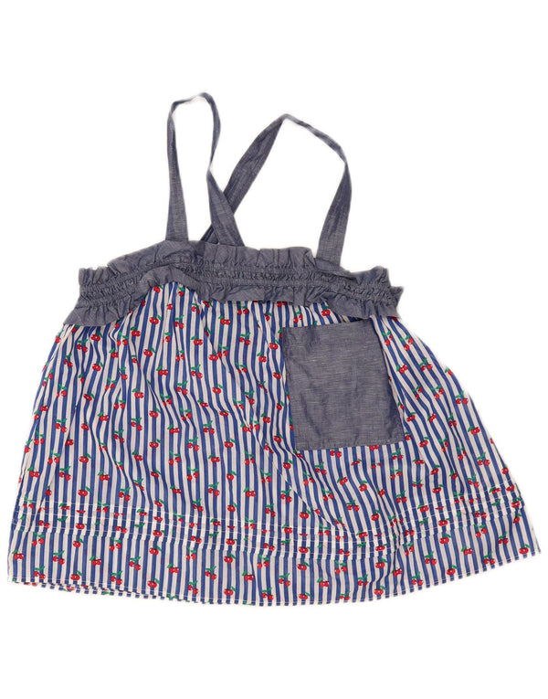 Benetton Damen Crop Cami Top UK 14 Mittelblau gestreift aus Baumwolle