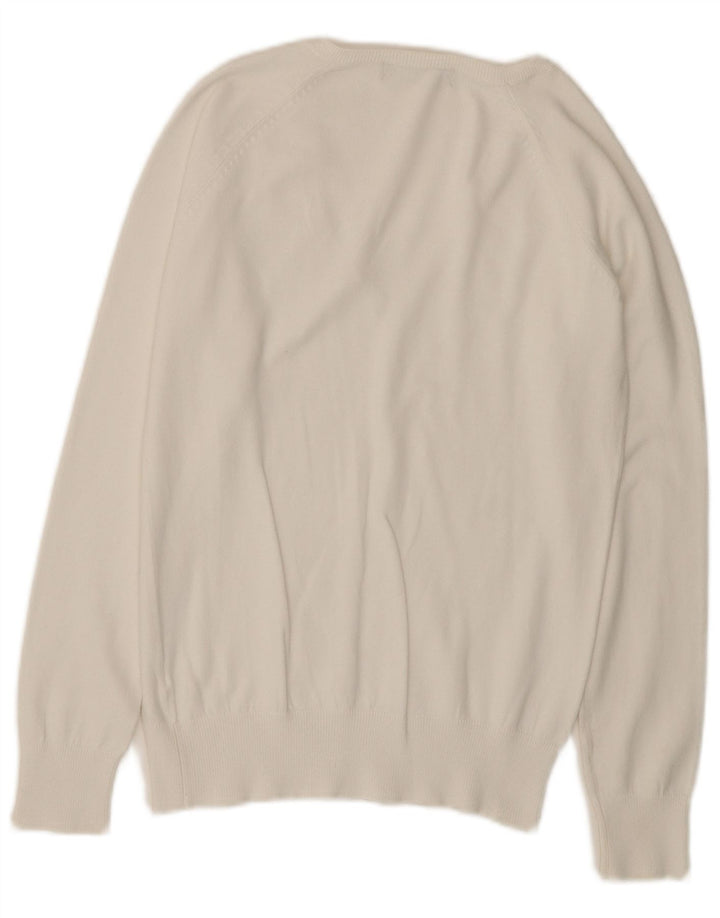 ZARA Womens V-Neck Jumper Sweater UK 14 Large White