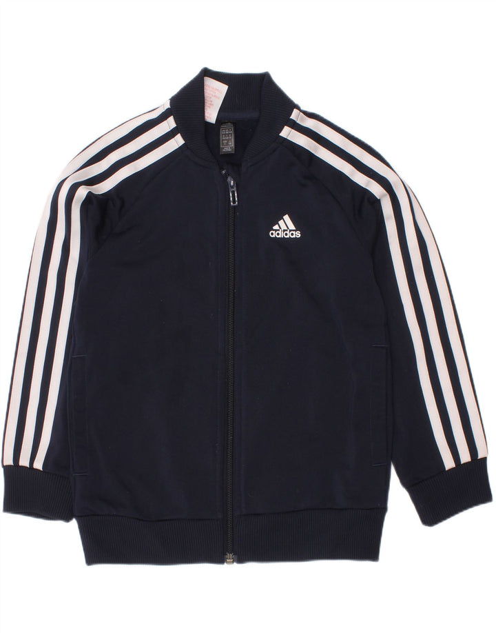 Adidas Boys Tracksuit Top Jacket 5-6 Years Navy Blue Polyester