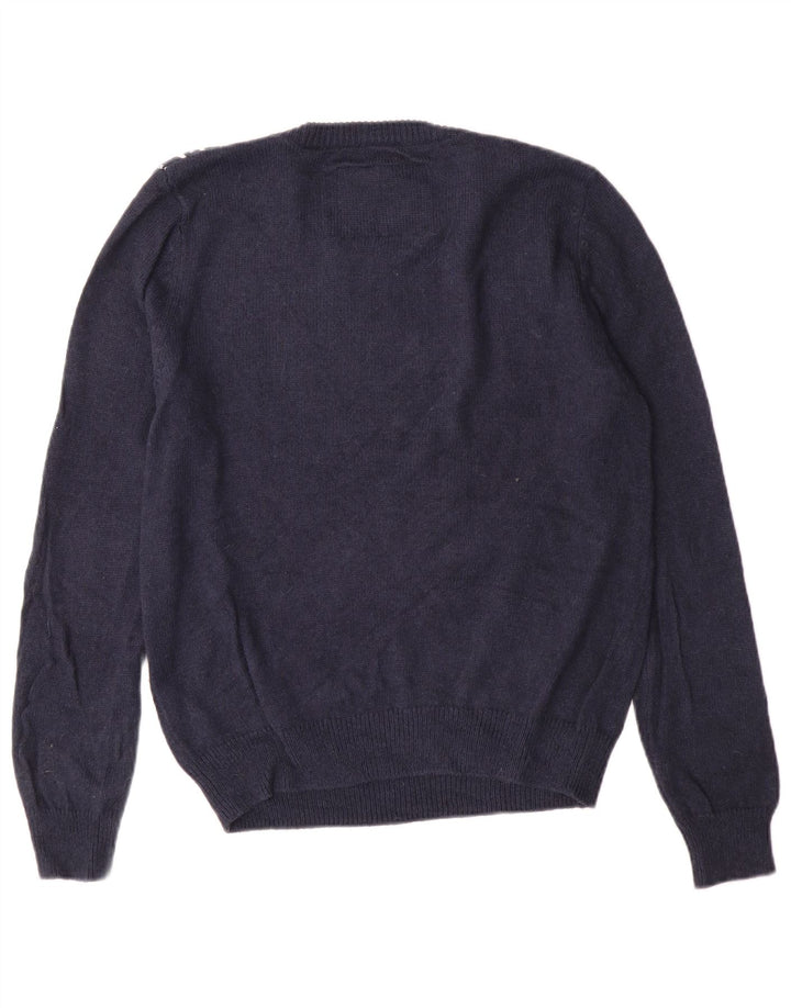 JACK WILLS Womens Crew Neck Jumper Sweater UK 12 Medium  Navy Blue