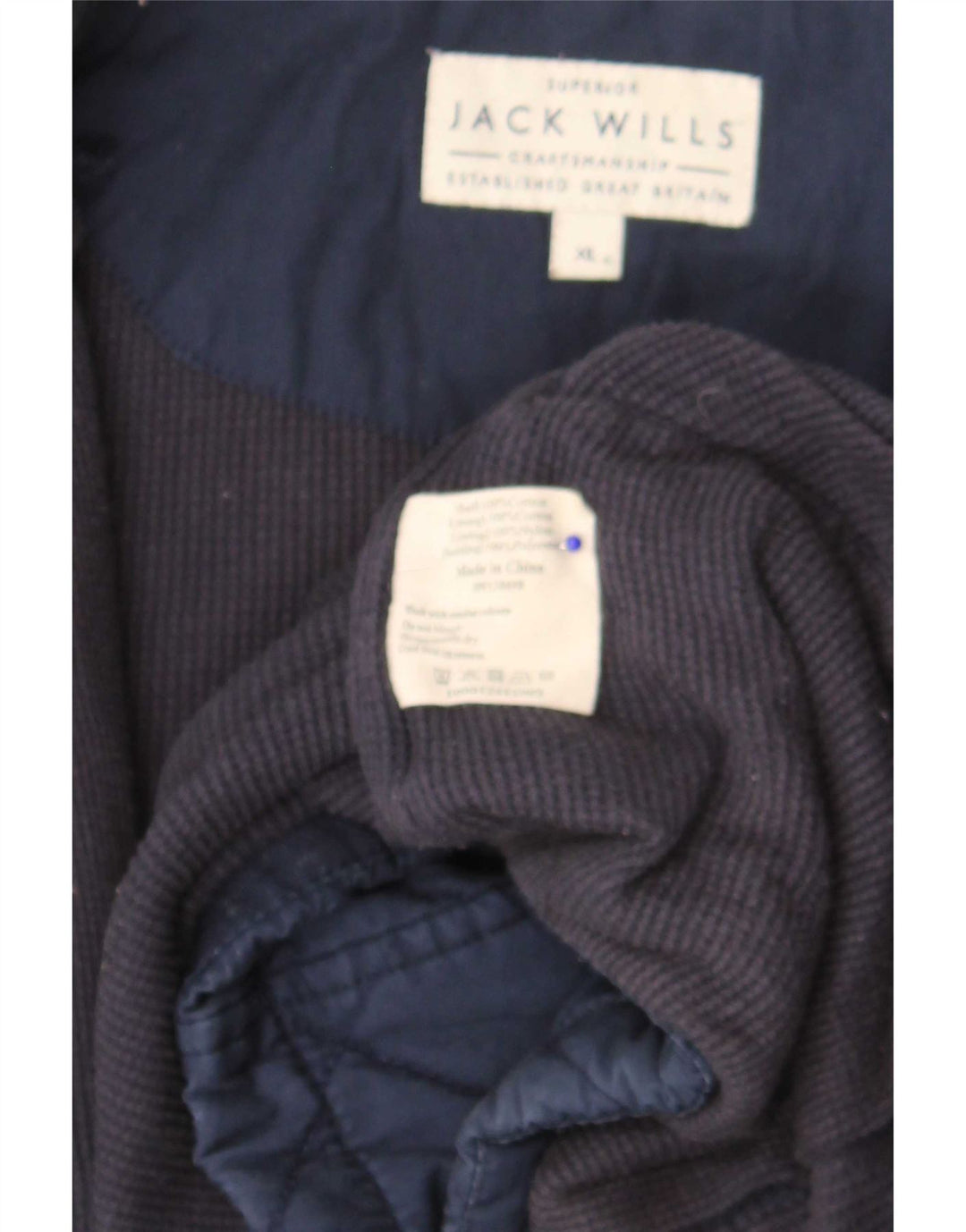 Jack Wills Mens Quilted Jacket UK 42 XL Navy Blue Cotton