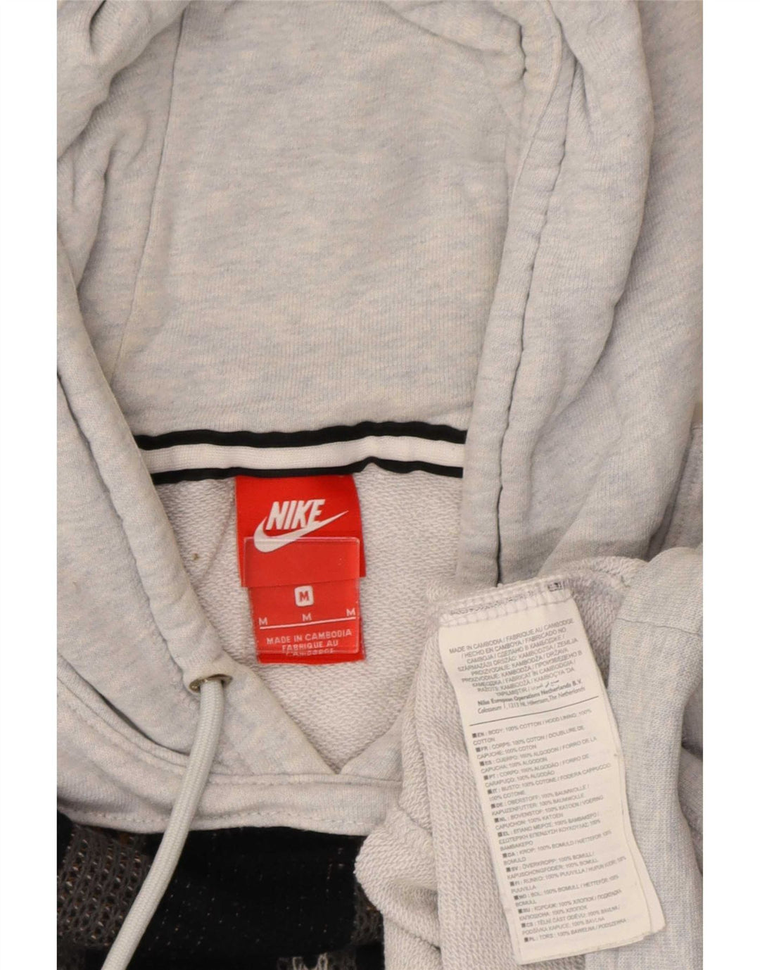 Nike Womens Graphic Hoodie Jumper UK 14 Medium Grey Flecked