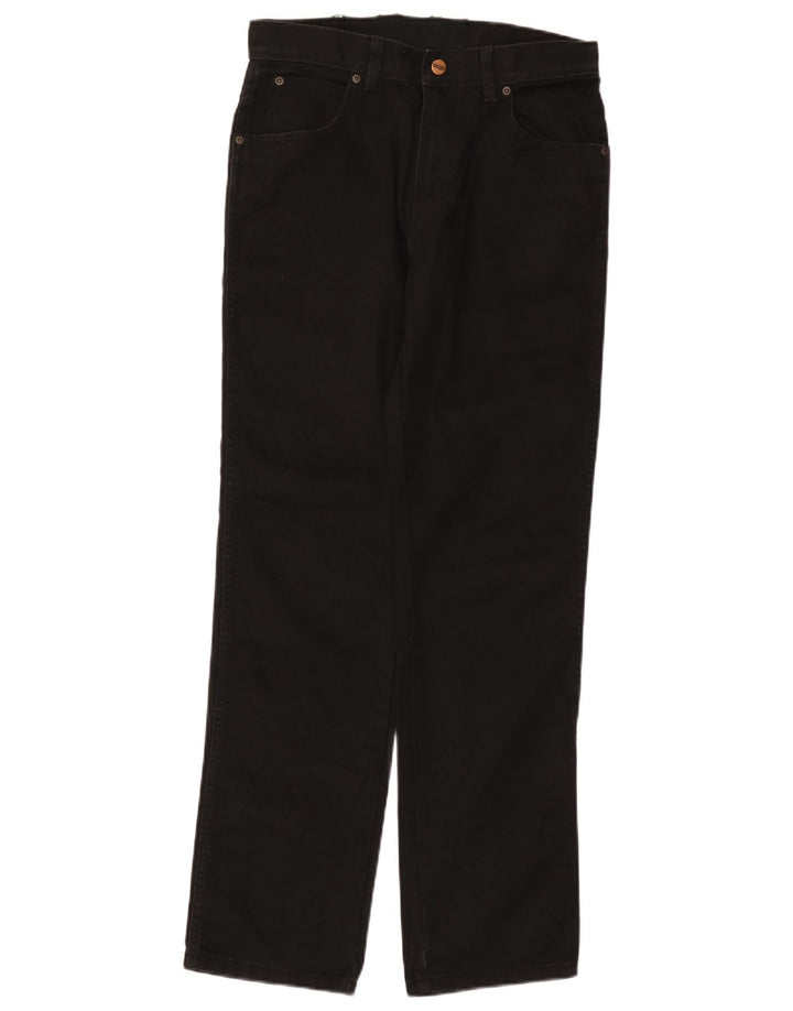 Wrangler Mens Straight Jeans W30 L32 Black Cotton