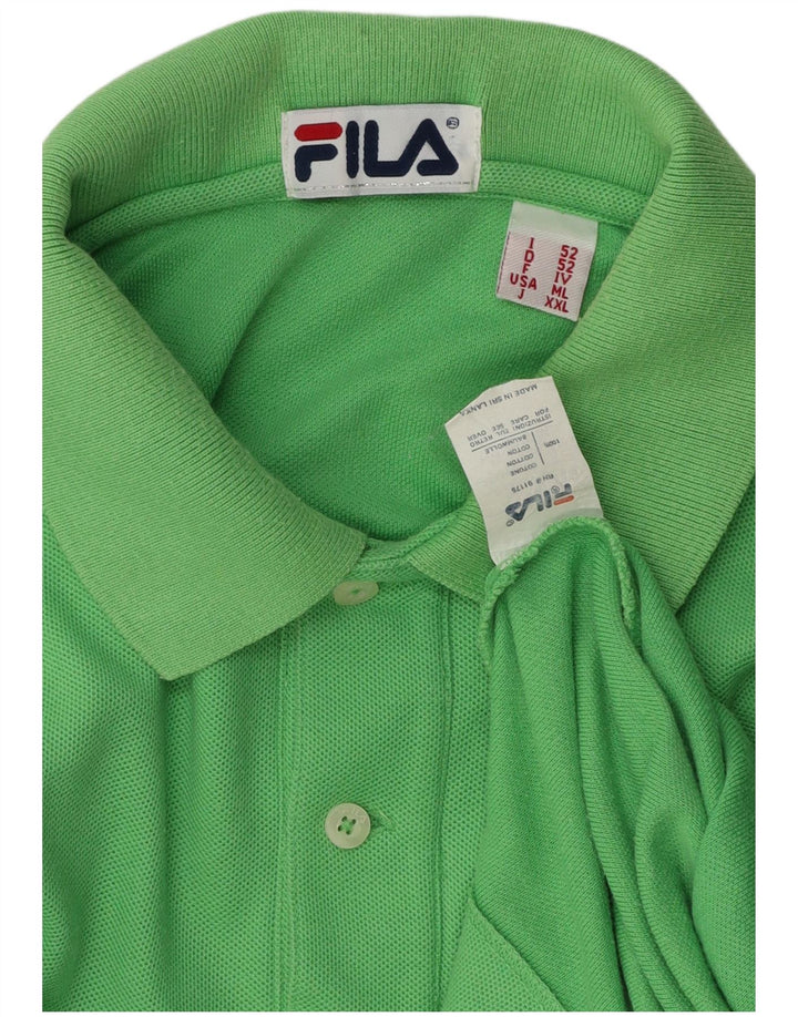 Fila Mens Polo Shirt IT 52 Large Green Cotton