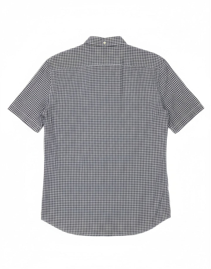 FRENCH CONNECTION Mens Short Sleeve Shirt Small Blue Gingham Cotton
