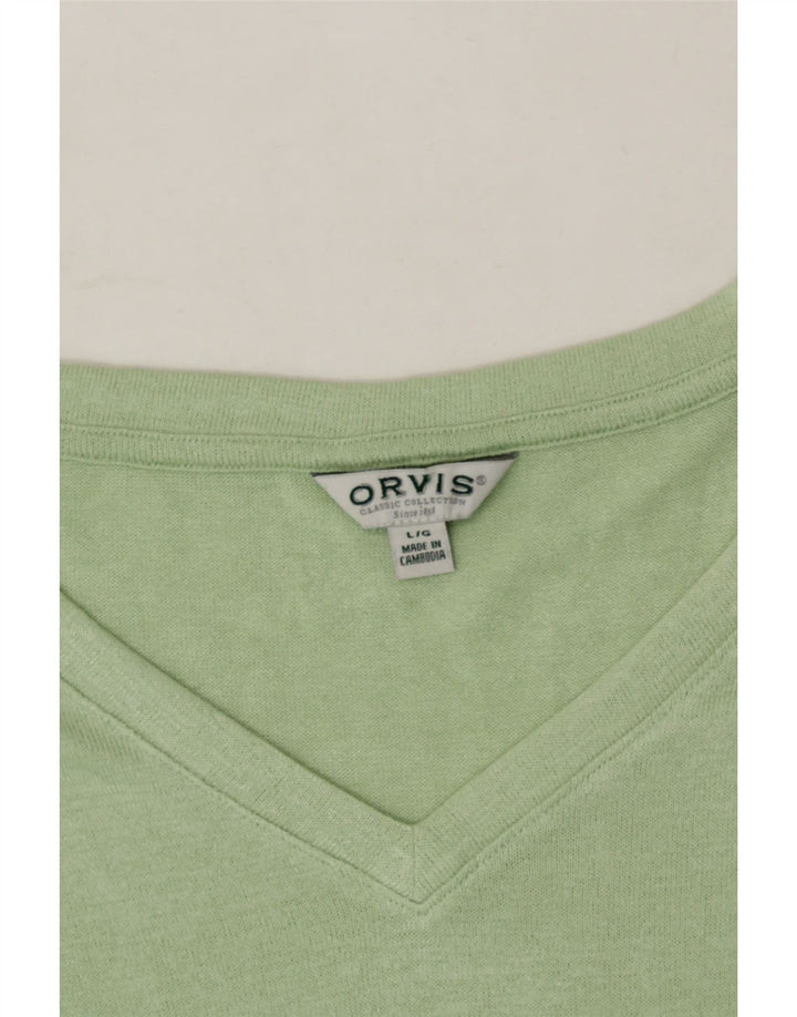 ORVIS Womens T-Shirt Top UK 16 Large Green Polyester Vintage Orvis and Second-Hand Orvis from Messina Hembry 