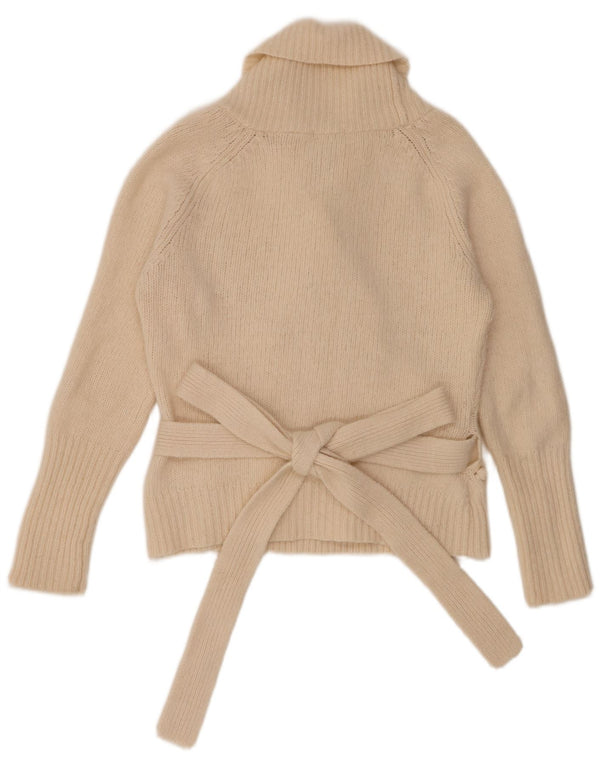 Ted Baker Womens Wrap Cardigan Sweater Størrelse 4 Large Beige Uld