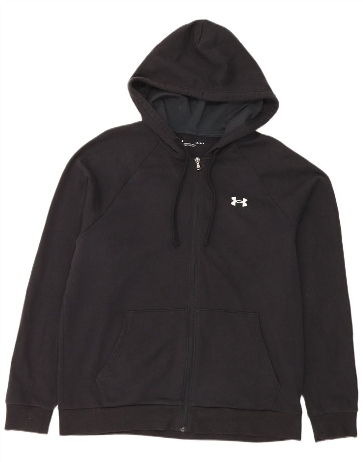 Under Armour Mens Zip Hoodie Sweater Large Black Cotton