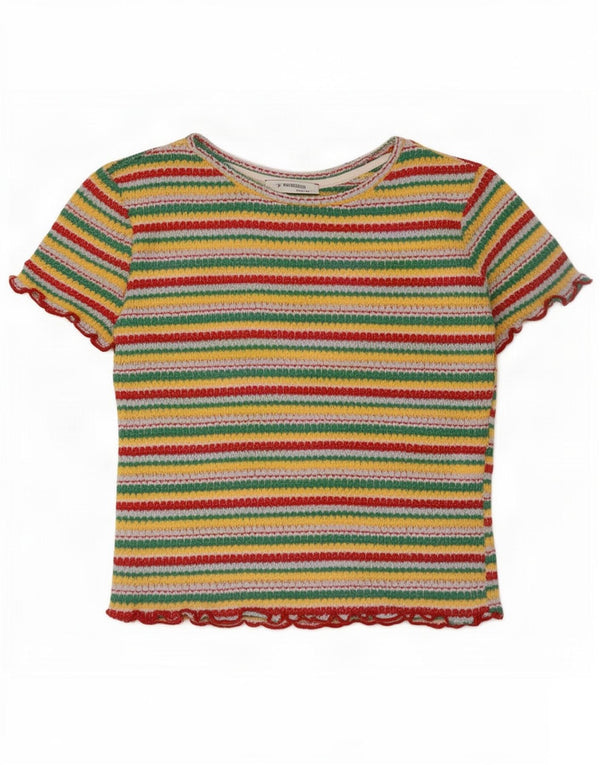 Zara Damen Trafaluc Crop Bluse Top UK 8 Small Mehrfarbig gestreift