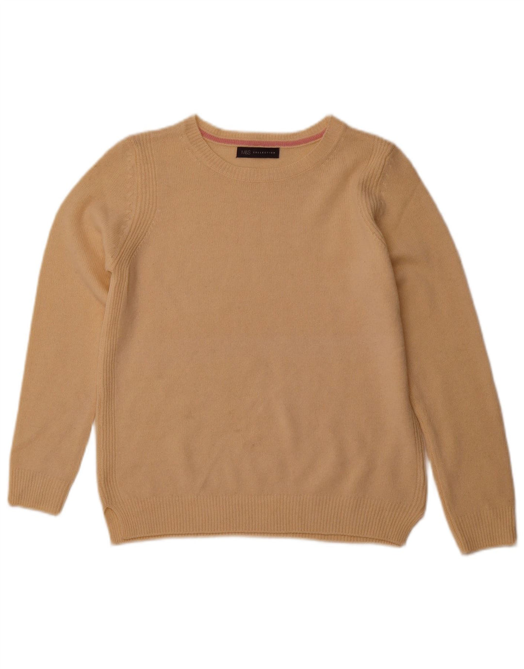 MARKS & SPENCER Womens Boat Neck Jumper Sweater UK 14 Medium Beige