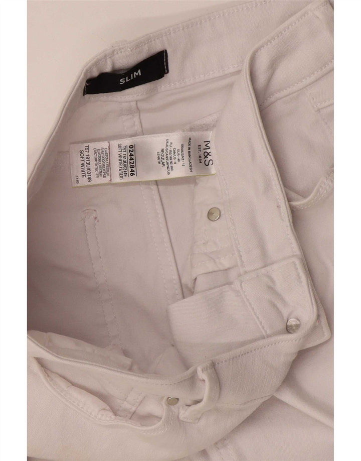 Marks & Spencer Womens Slim Jeans UK 12 Medium W30 L27 White Cotton