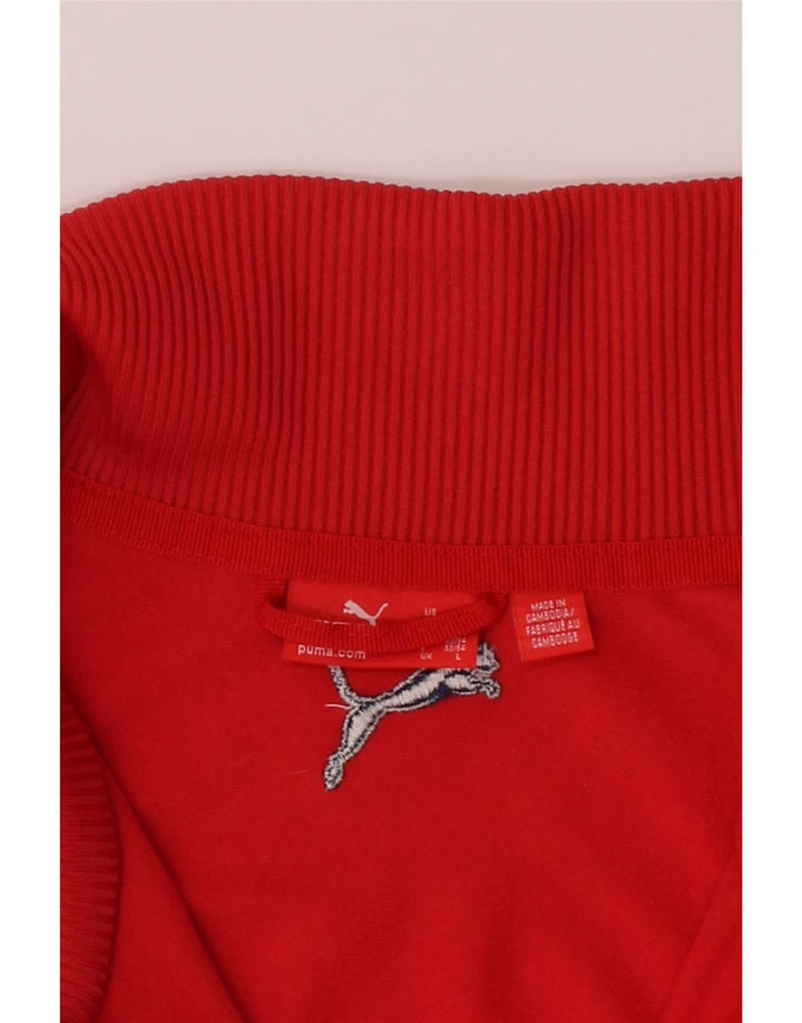 PUMA Mens Tracksuit Top Jacket Large Red Polyester