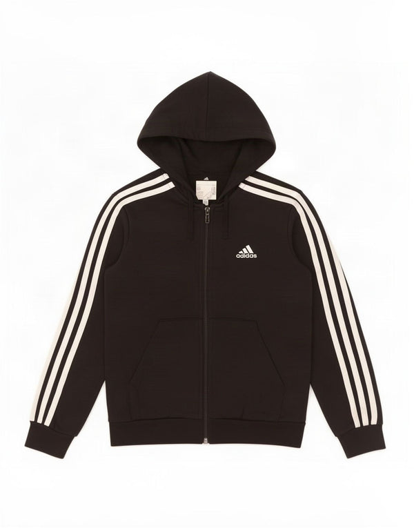 Adidas Boys Zip Hoodie Sweater 7-8 Years Black Cotton