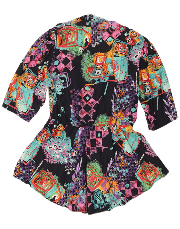 Abito tunica vintage da donna con maniche a 3/4 EU 44 XL viscosa geometrica nera