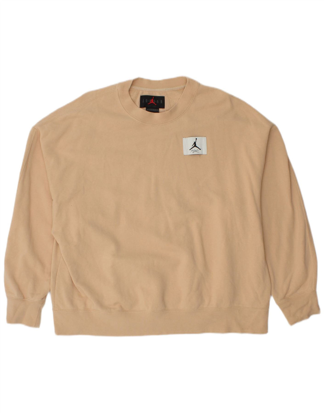 JORDAN Mens Oversized Sweatshirt Jumper Large Beige Cotton