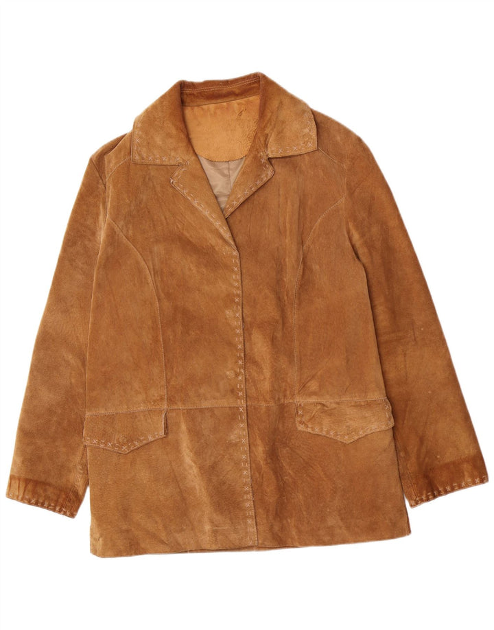 Conbipel Womens Suede Jacket IT 46 Large Brown Leather