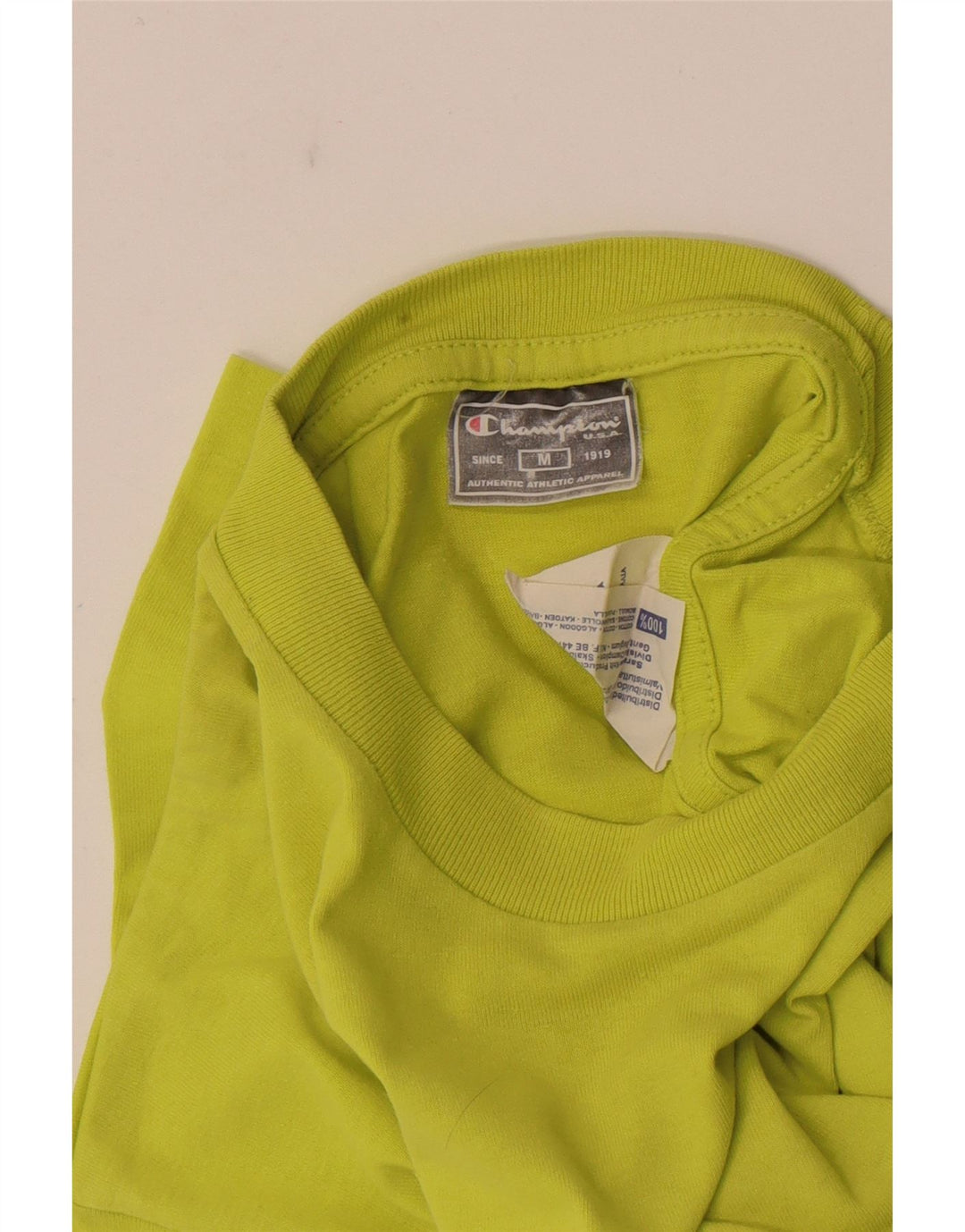 Champion Mens Graphic T-Shirt Top Medium Green Cotton