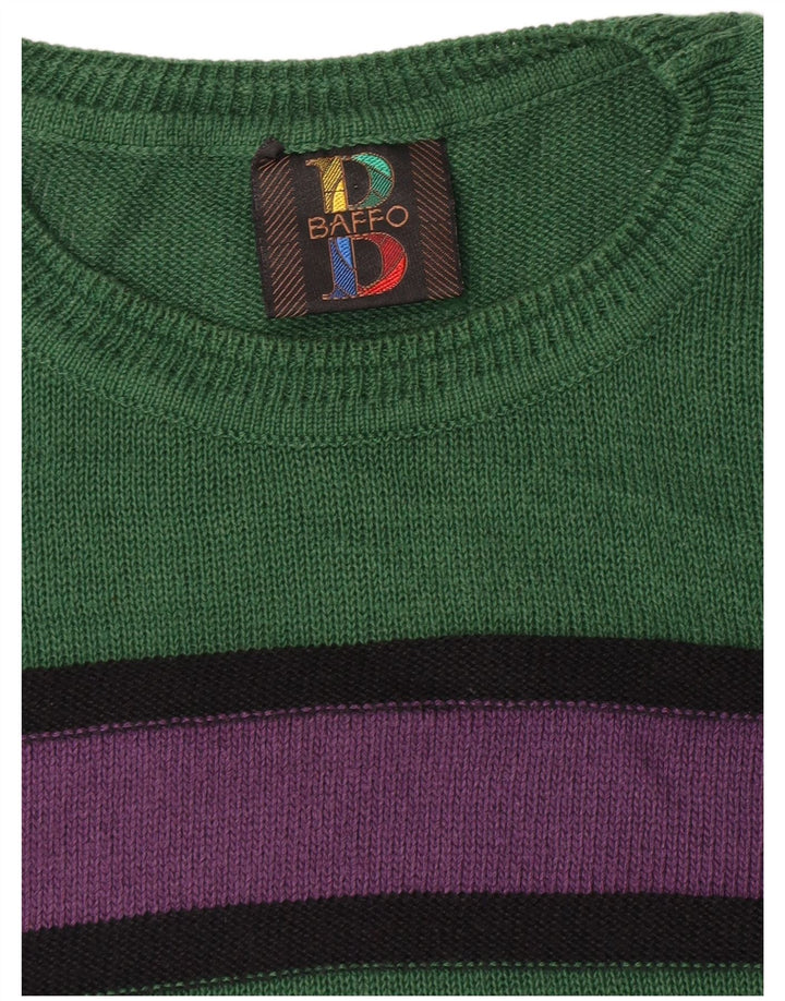 Baffo Mens Crew Neck Jumper Sweater Large Green Striped