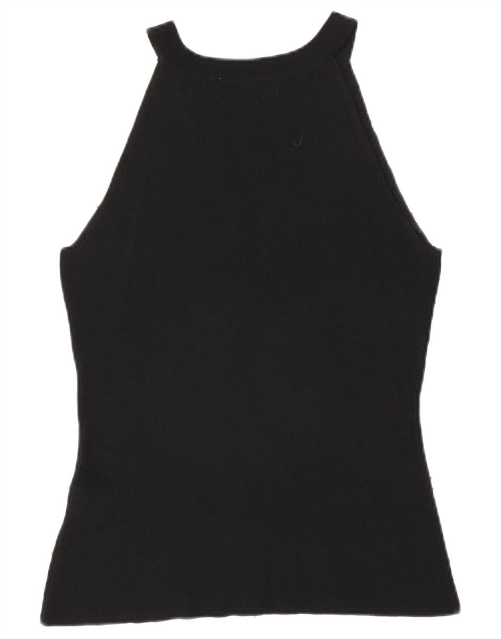 Zara Womens Sleeveless Blouse Top UK 14 Large Black Rayon